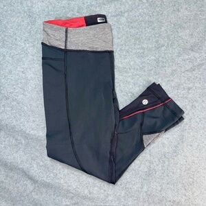 Lululemon Activewear Pants Womens 6‎ Black Red Waistband Striped Reflective